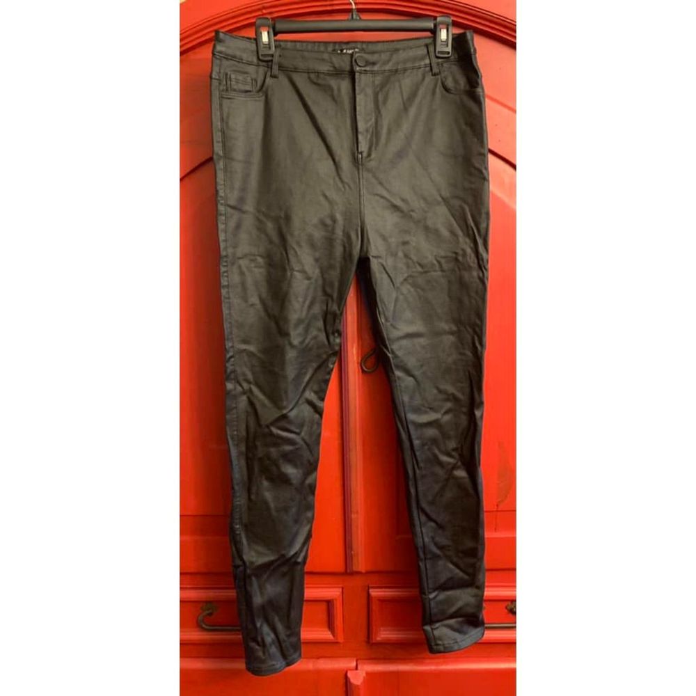 NWT Apperloth A 2XL Black Faux Leather Stretchy Pants Dressy Casual Soft Lining